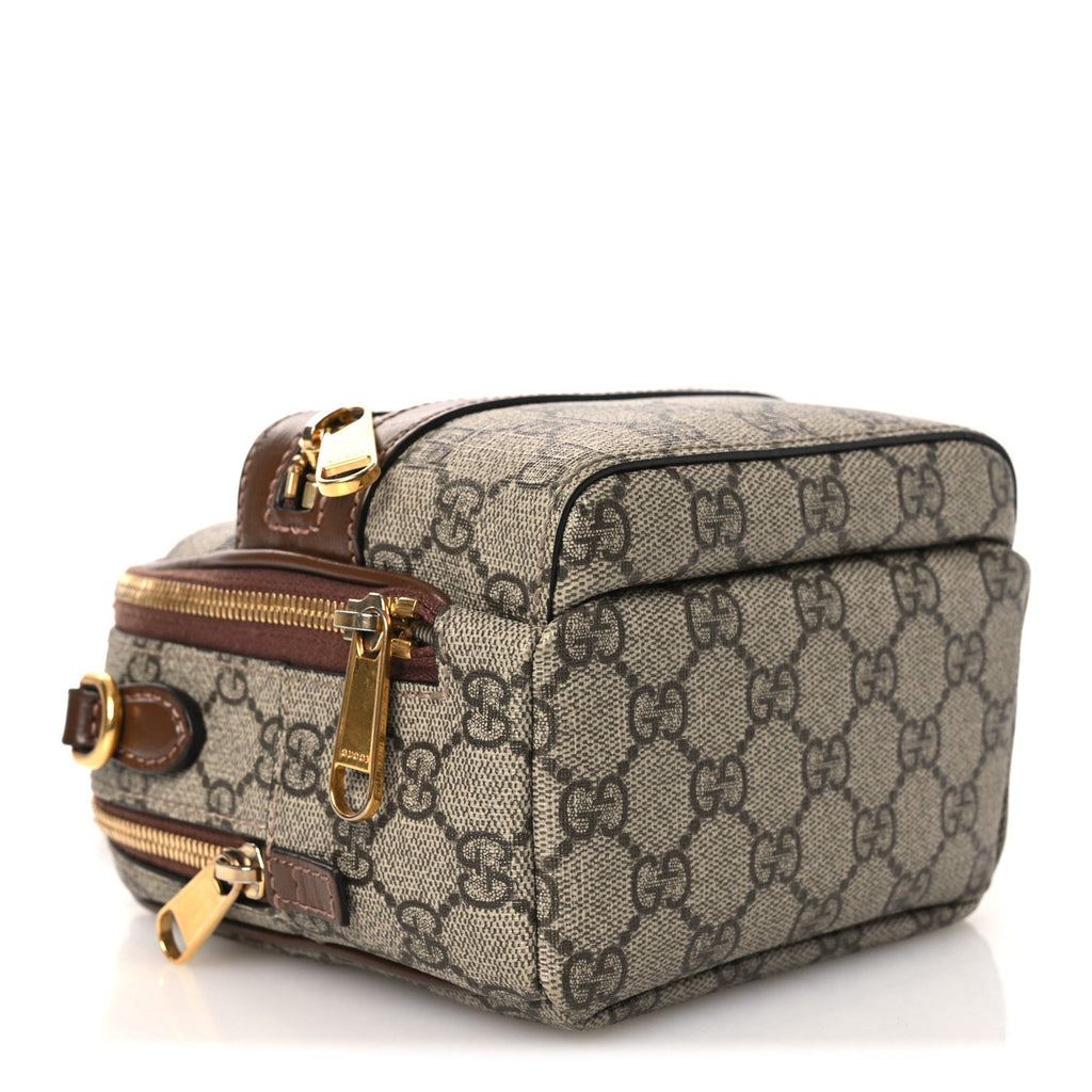 GG Supreme Monogram Azalea Calfskin Retro Interlocking G Multi-Function Bag Beige Ebony Brown Sugar