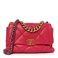 Goatskin Quilted Large Chanel 19 Flap Dark Pink
