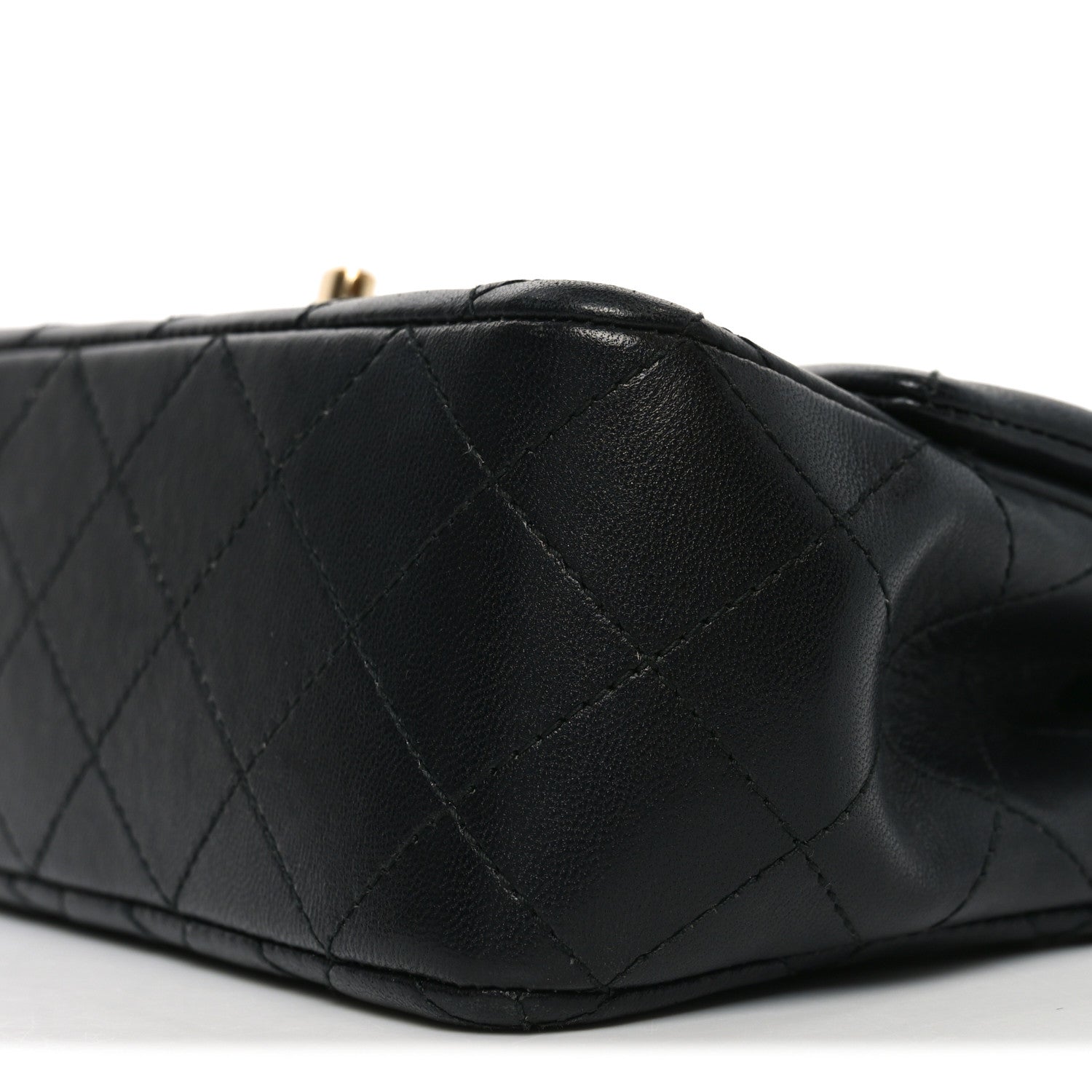 Lambskin Quilted Mini Rectangular Flap Black