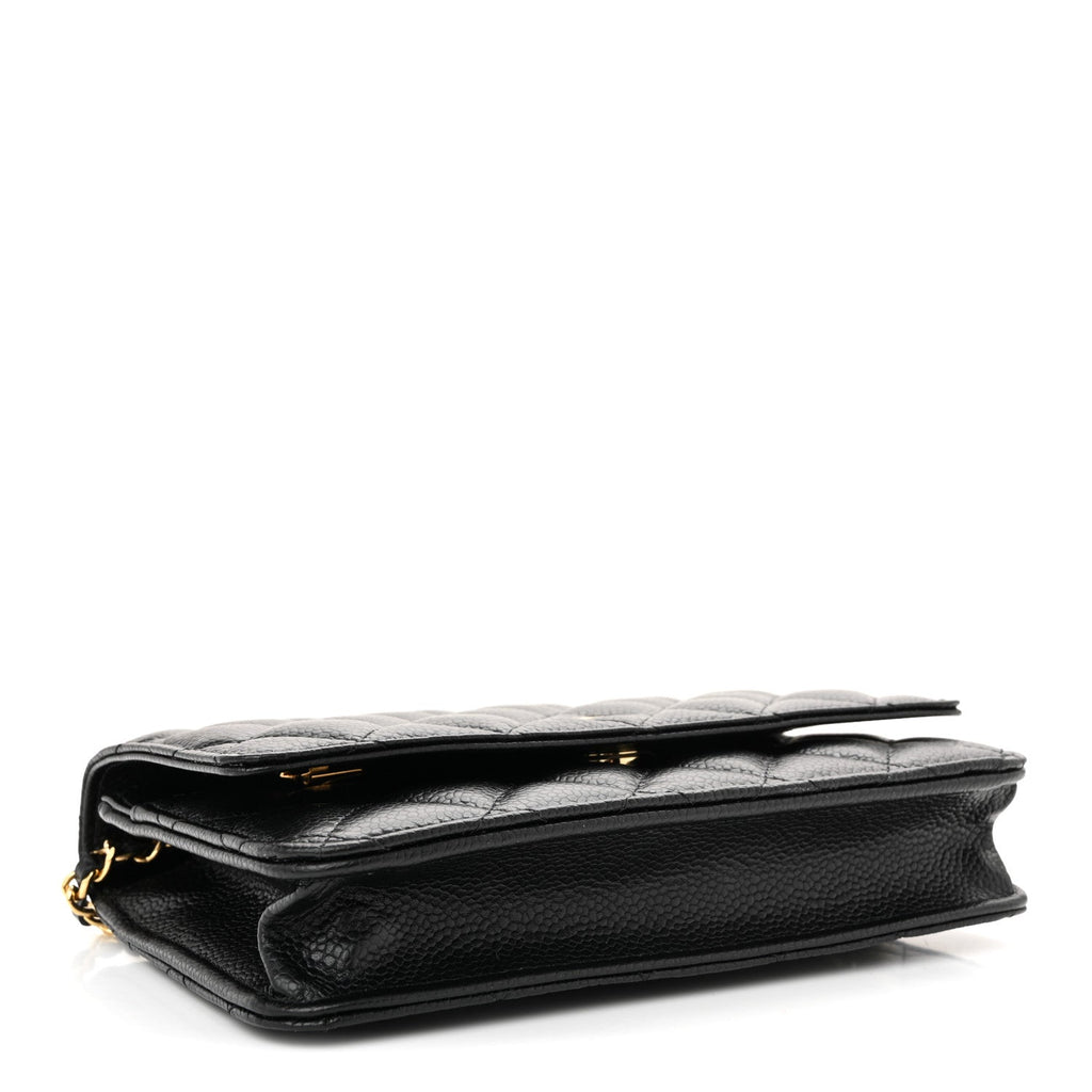 Caviar Quilted Wallet on Chain WOC Black