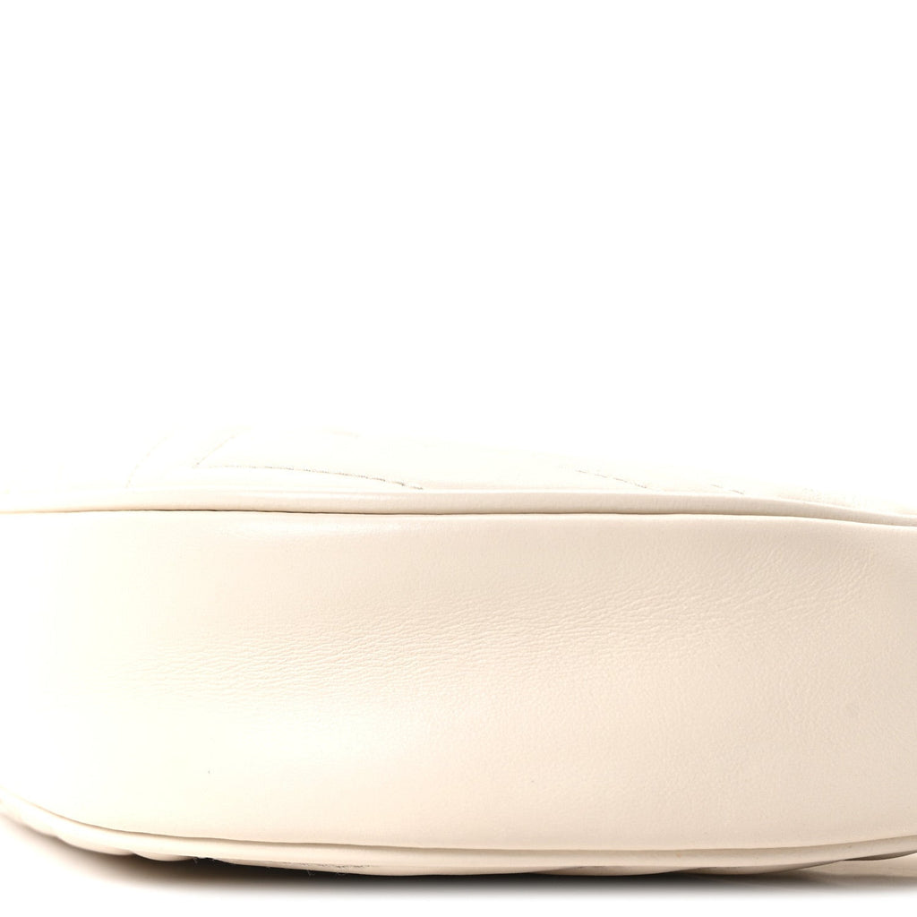 Calfskin Matelasse Chevron Mini GG Marmont Half Moon Hobo Mystic White