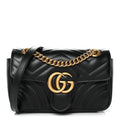 Calfskin Matelasse Mini GG Marmont Shoulder Bag Black