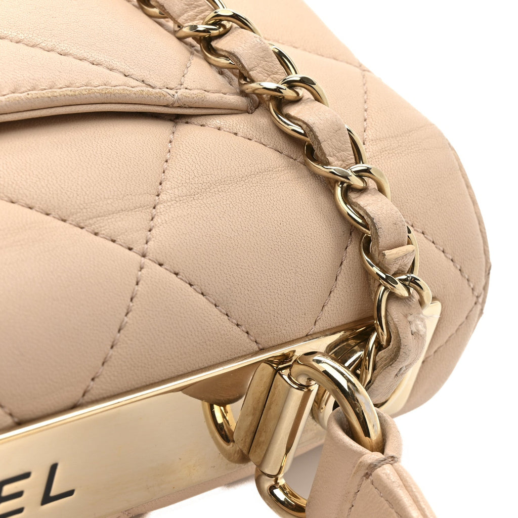 Lambskin Quilted Small Trendy CC Dual Handle Flap Bag Beige