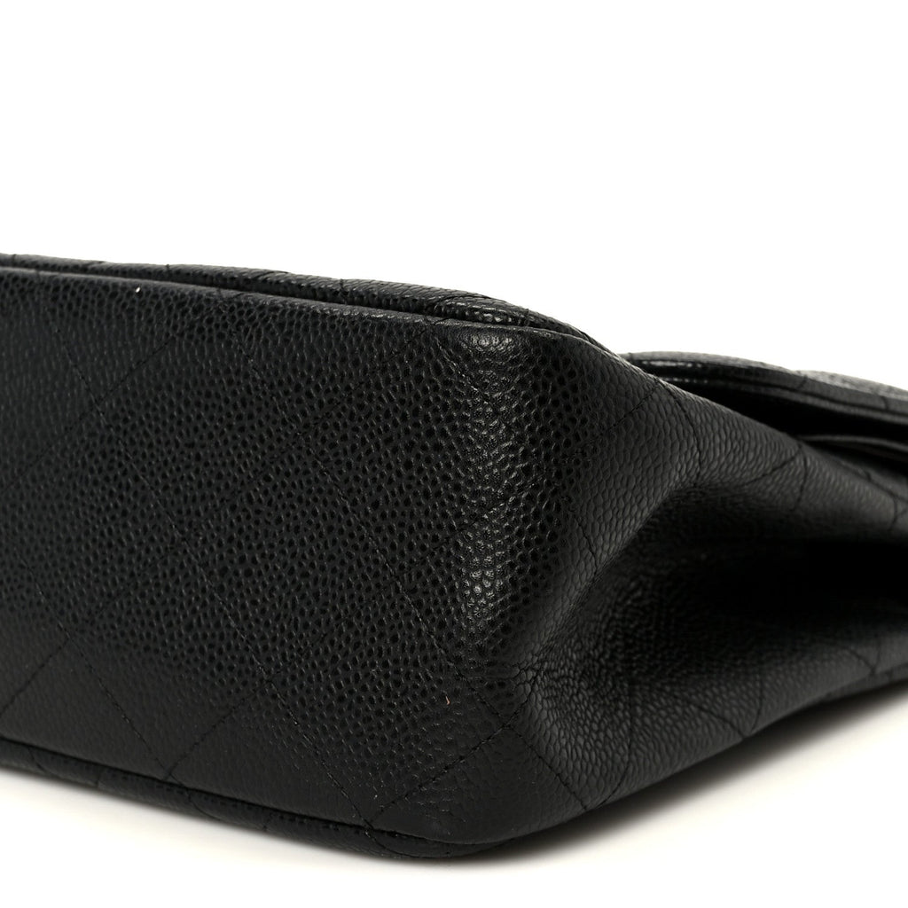 Caviar Quilted Jumbo Double Flap Black