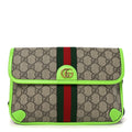 GG Supreme Monogram Web Small Ophidia Belt Bag Beige Ebony Electric Green
