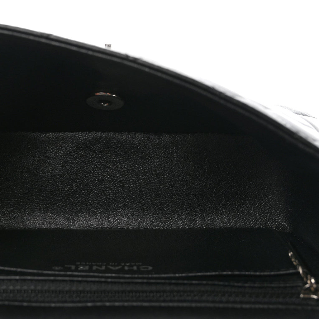 Lambskin Quilted Mini Rectangular Flap Black