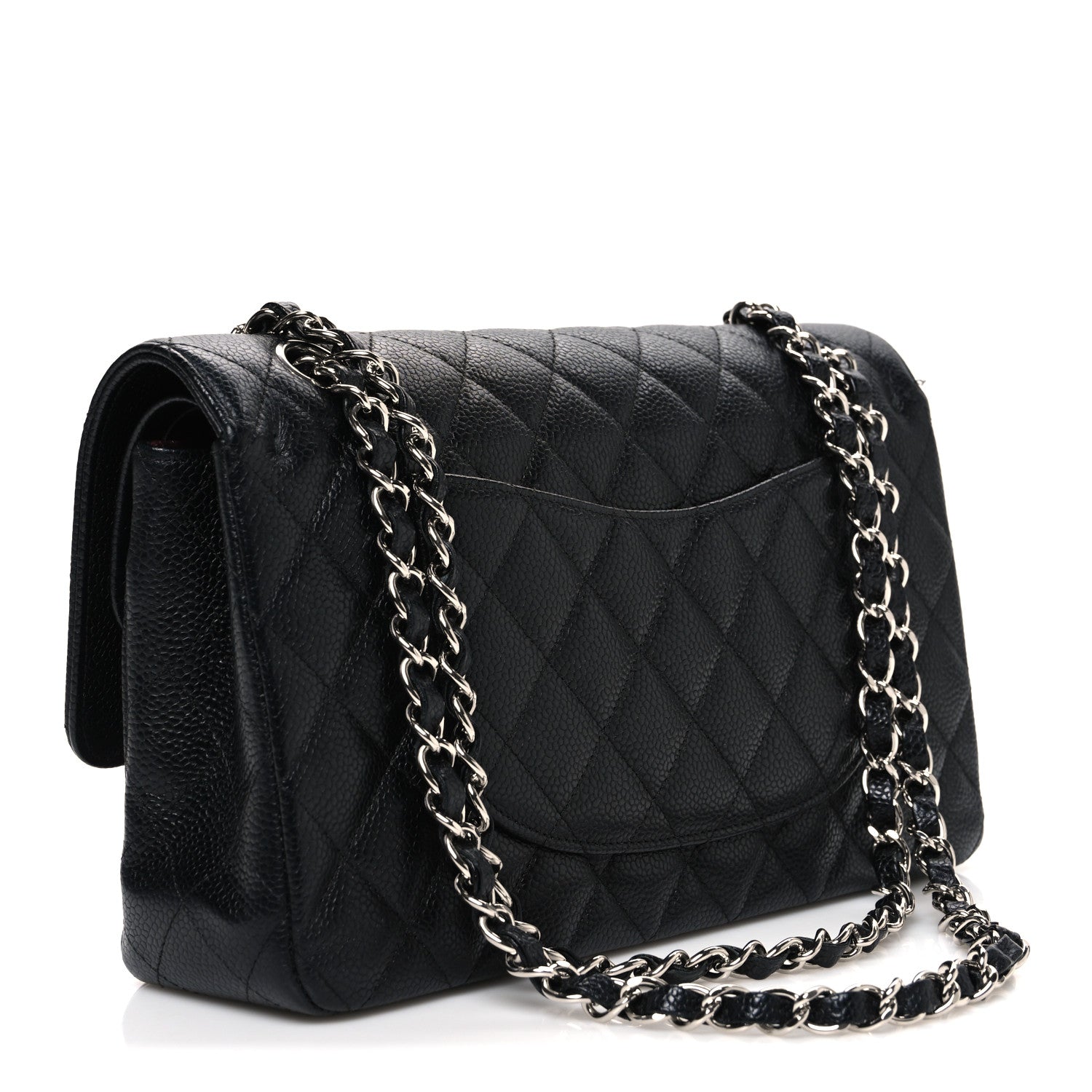 Caviar Quilted Medium Double Flap Black