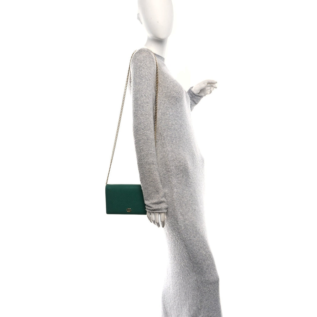 Dollar Calfskin Mini GG Marmont Chain Wallet Emerald Green Salvy Green