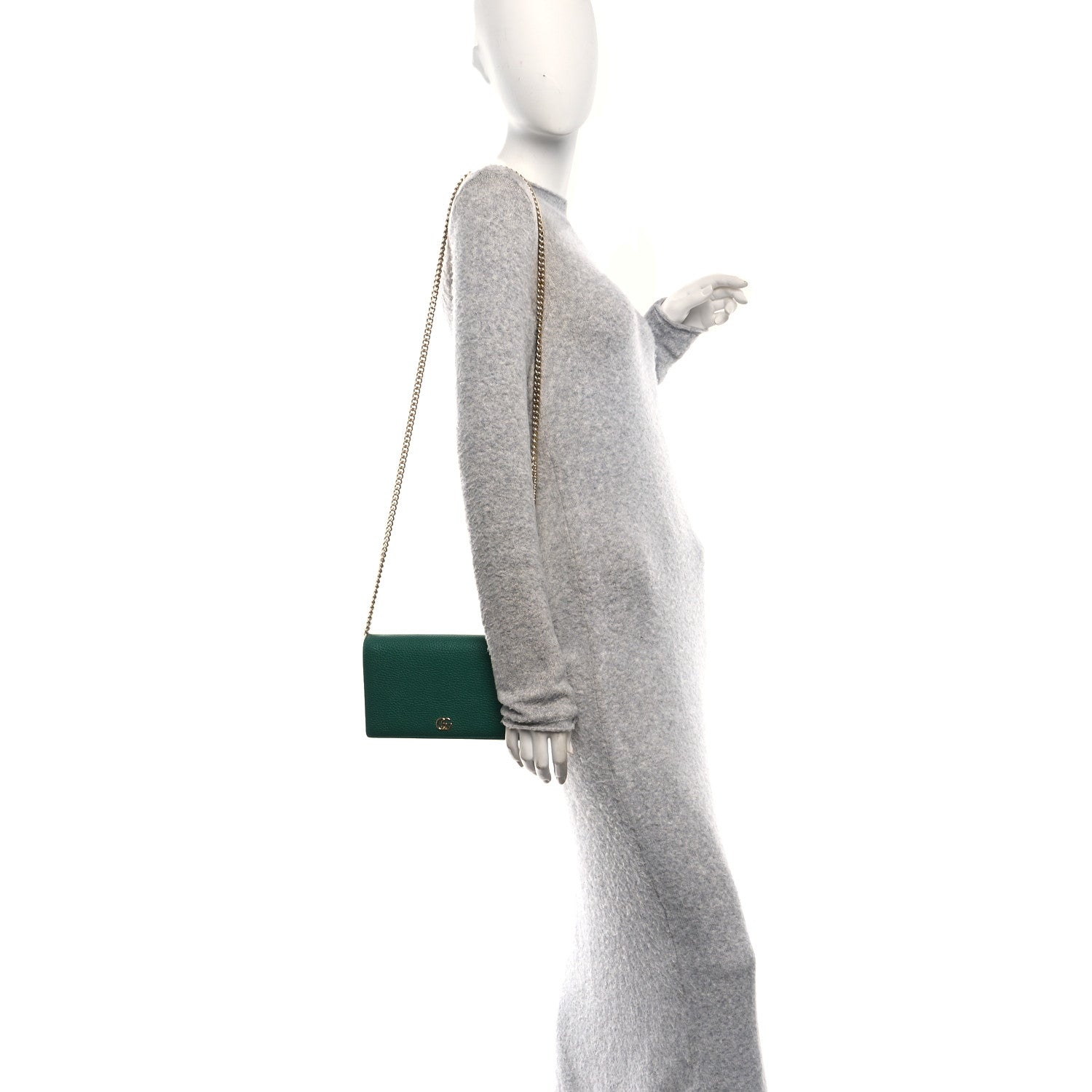 Dollar Calfskin Mini GG Marmont Chain Wallet Emerald Green Salvy Green
