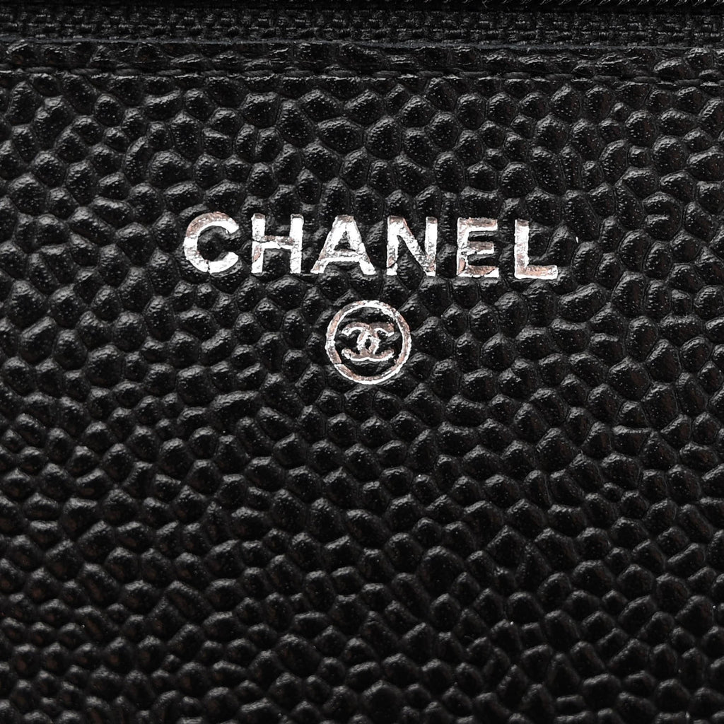 Caviar Quilted Wallet on Chain WOC Black