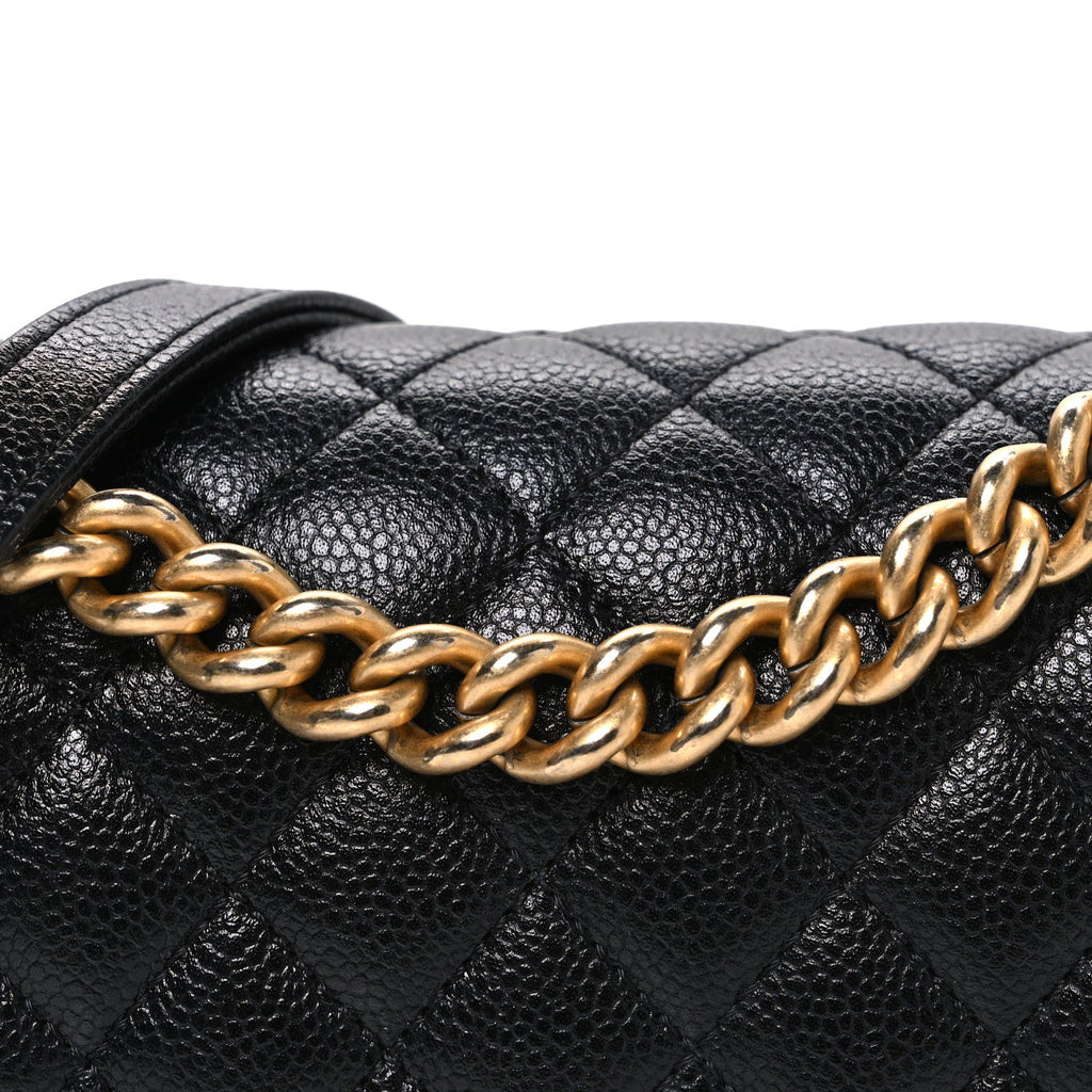 Caviar Quilted Small Boy Messenger Bag Black