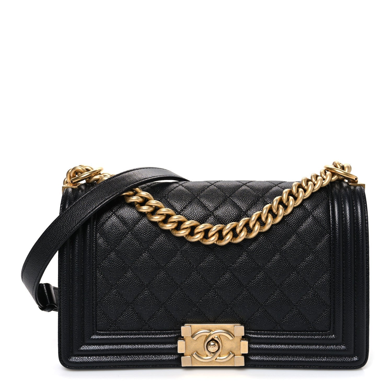 Caviar Quilted Medium Boy Flap Black