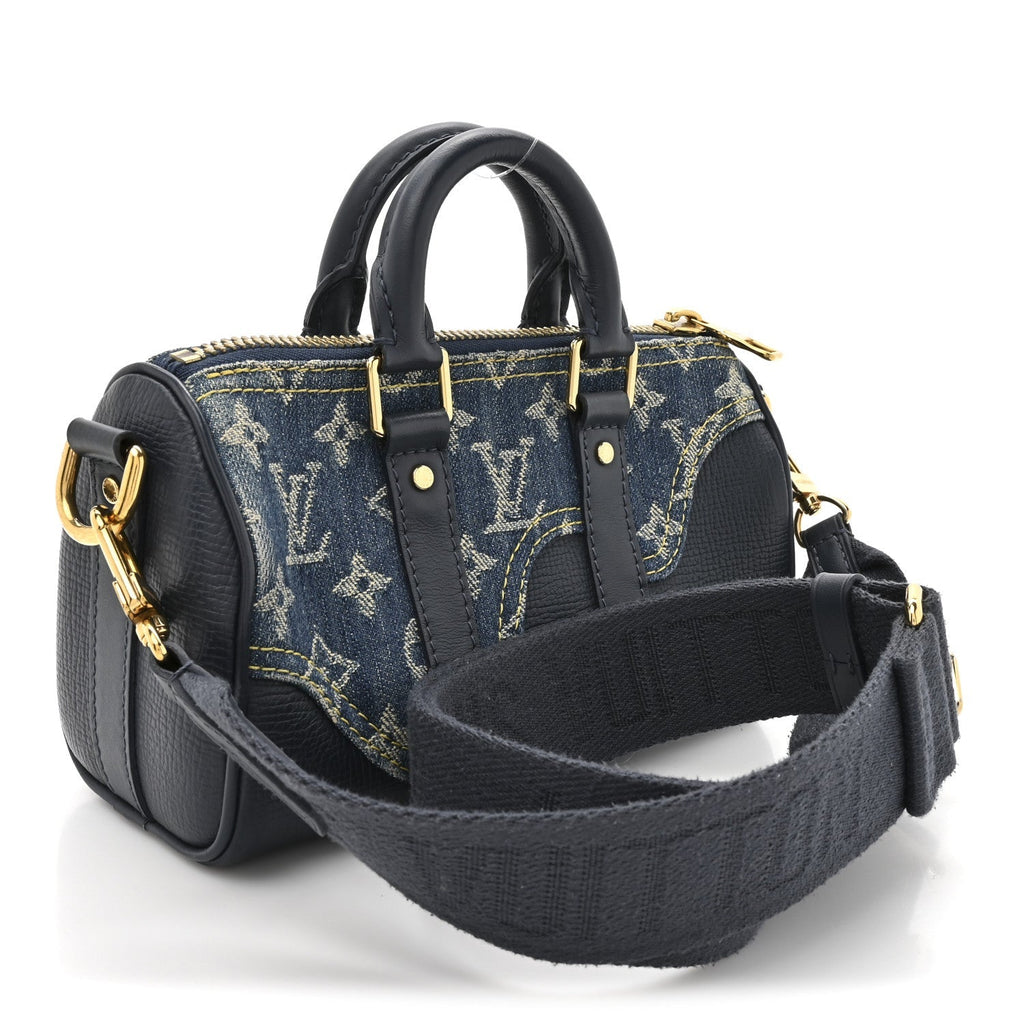 X NIGO Taurillon Monogram Denim Drip Keepall XS Blue