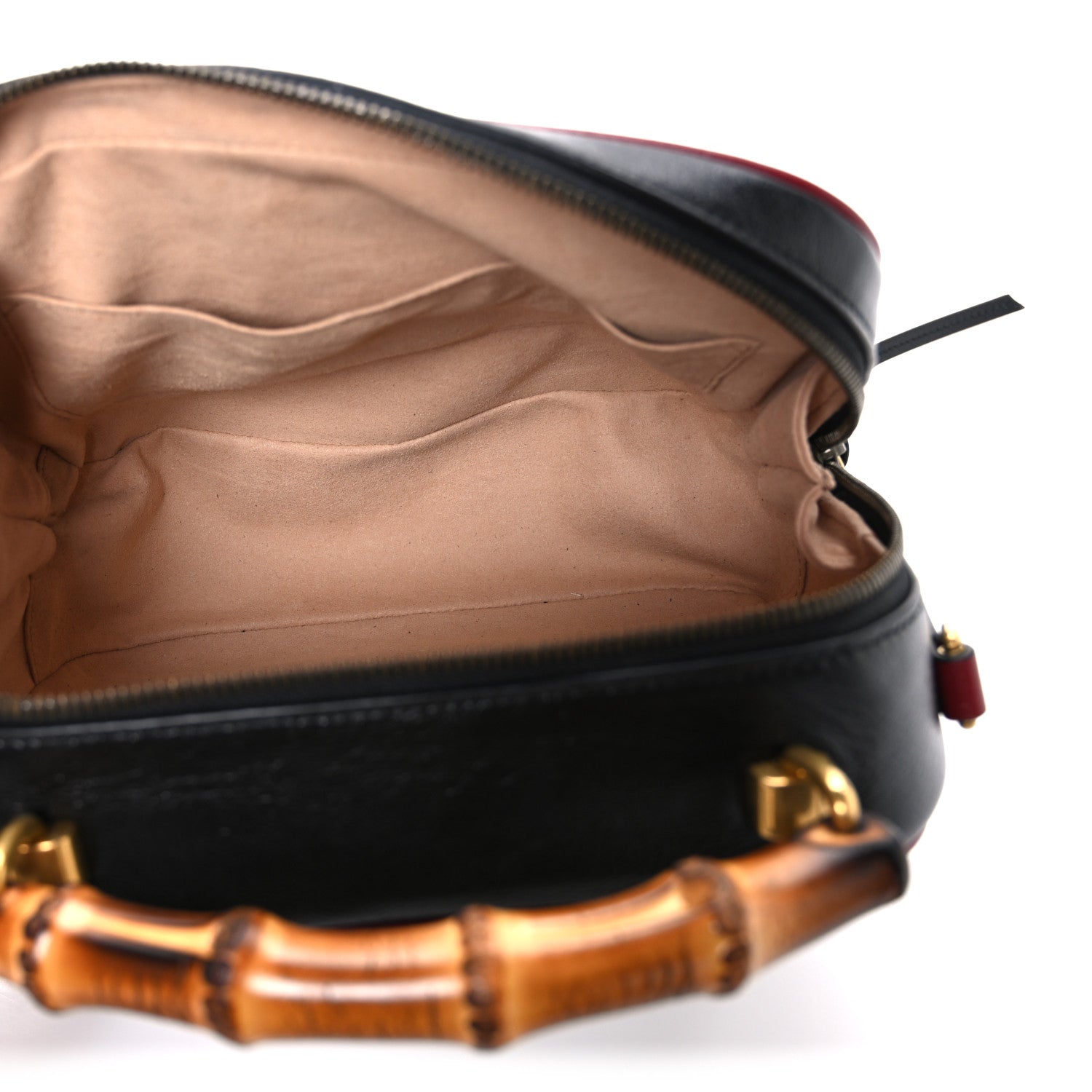 Vintage Effect Calfskin Matelasse Diagonal Small Torchon GG Marmont Bamboo Top Handle Shoulder Bag Black Romantic Cherry