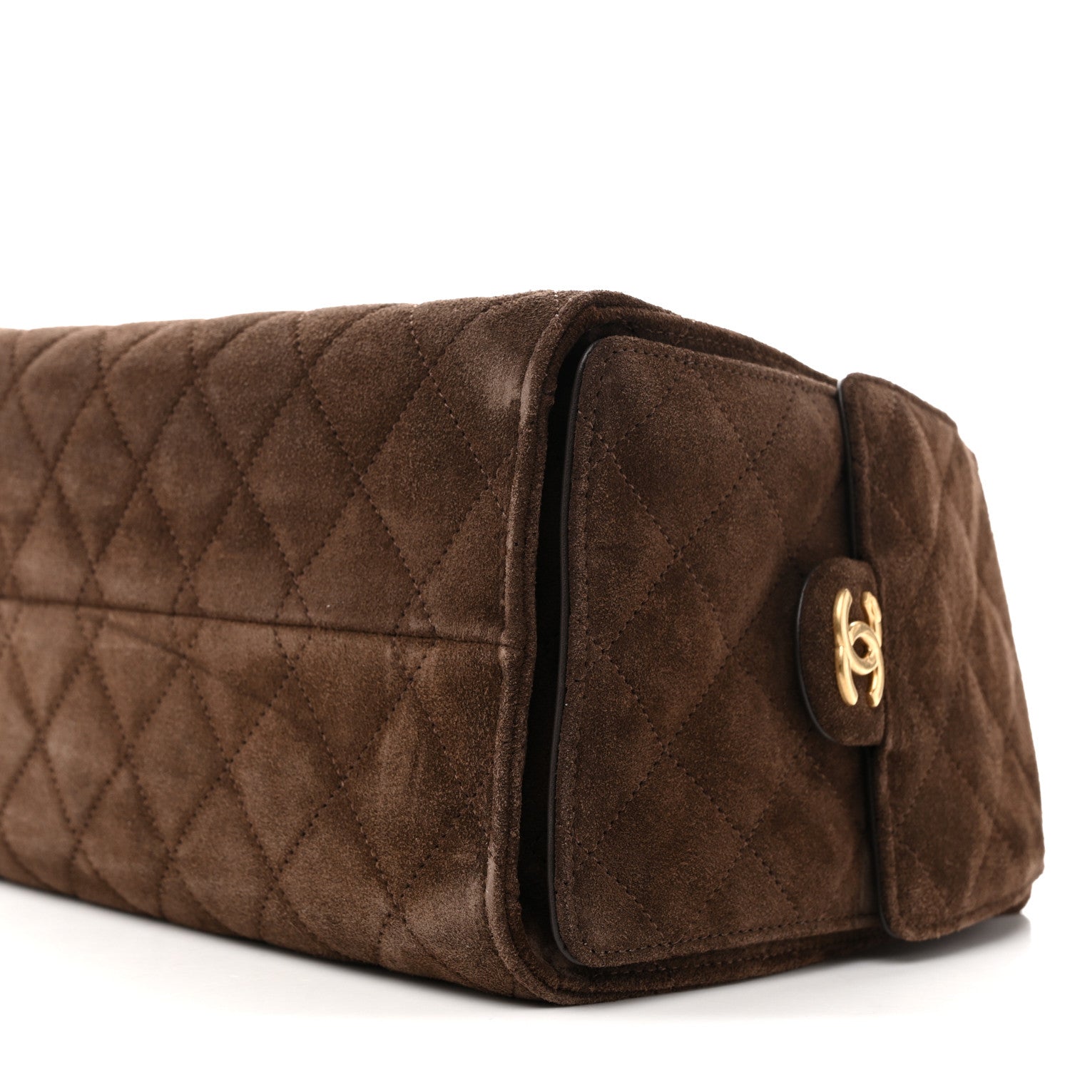 Suede Quilted Small Chanel 25 Handbag Dark Brown