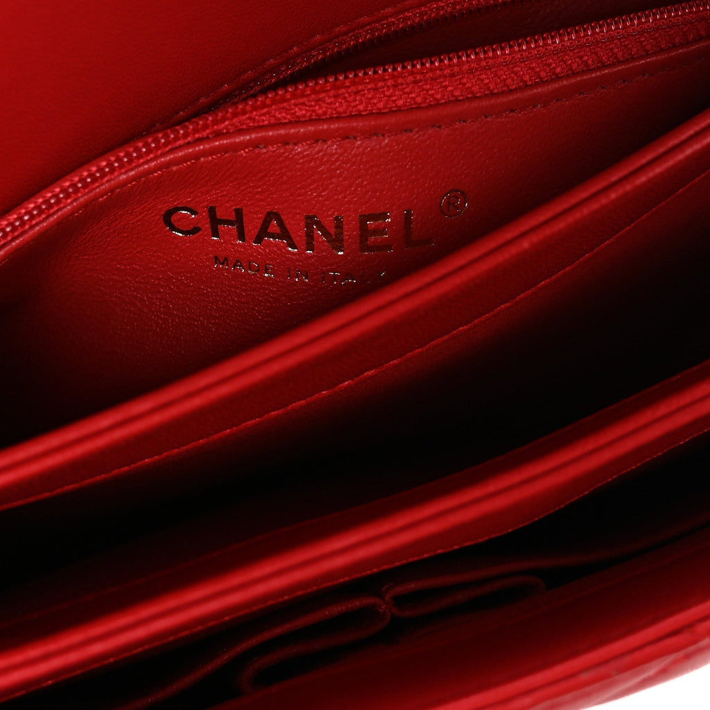 Lambskin Quilted Small Trendy CC Flap Dual Handle Bag Red