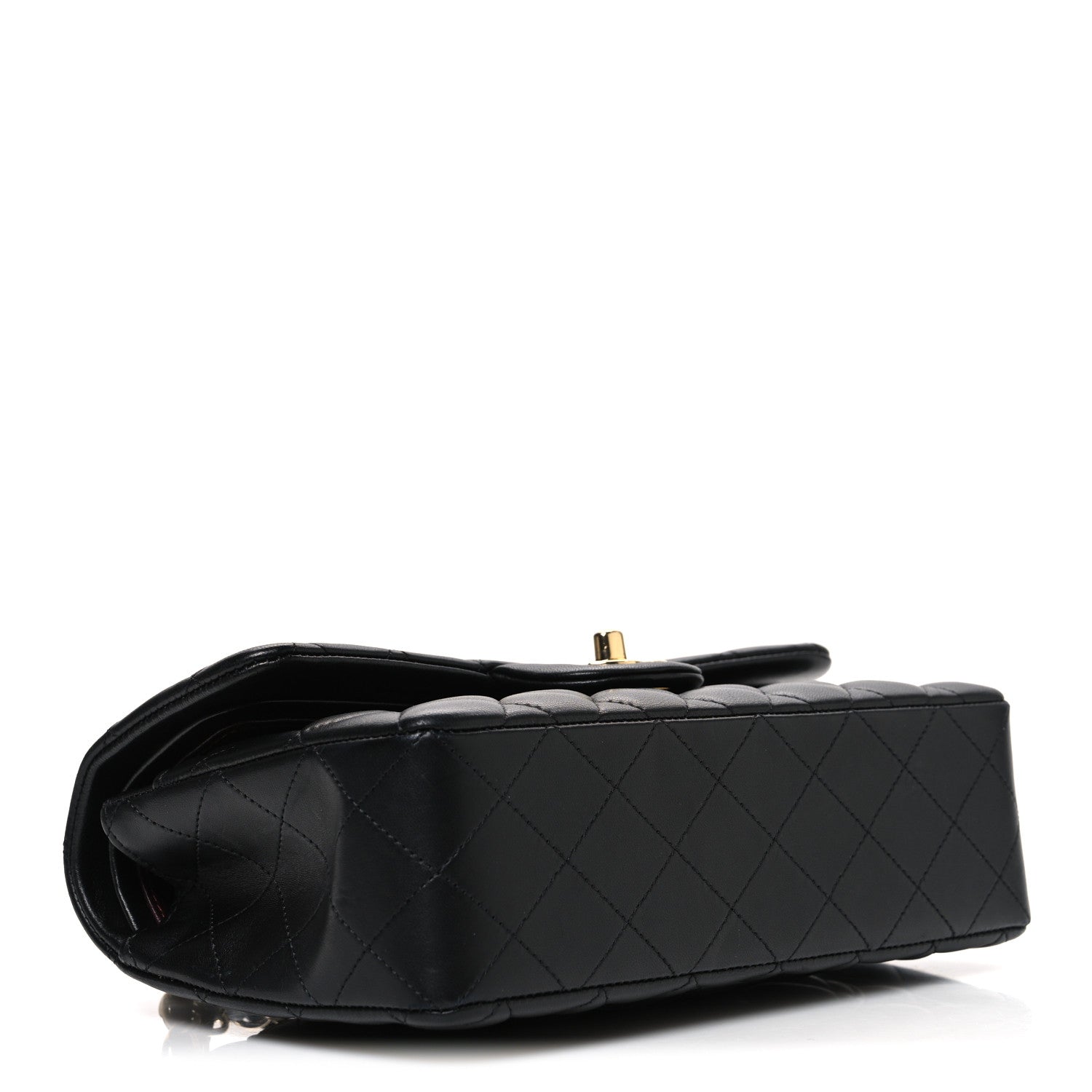 Lambskin Quilted Small Double Flap Black