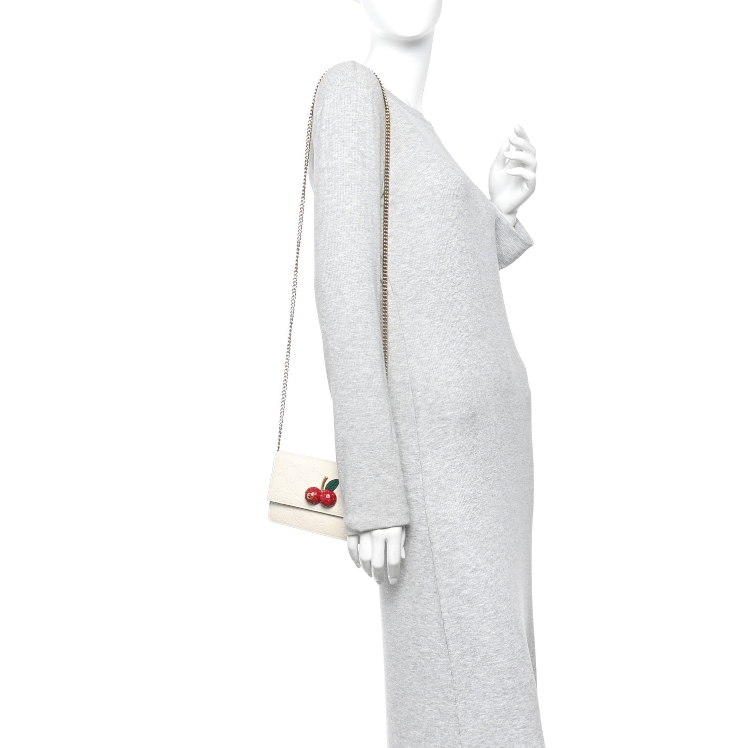 Guccissima Mini Cherry Chain Bag White