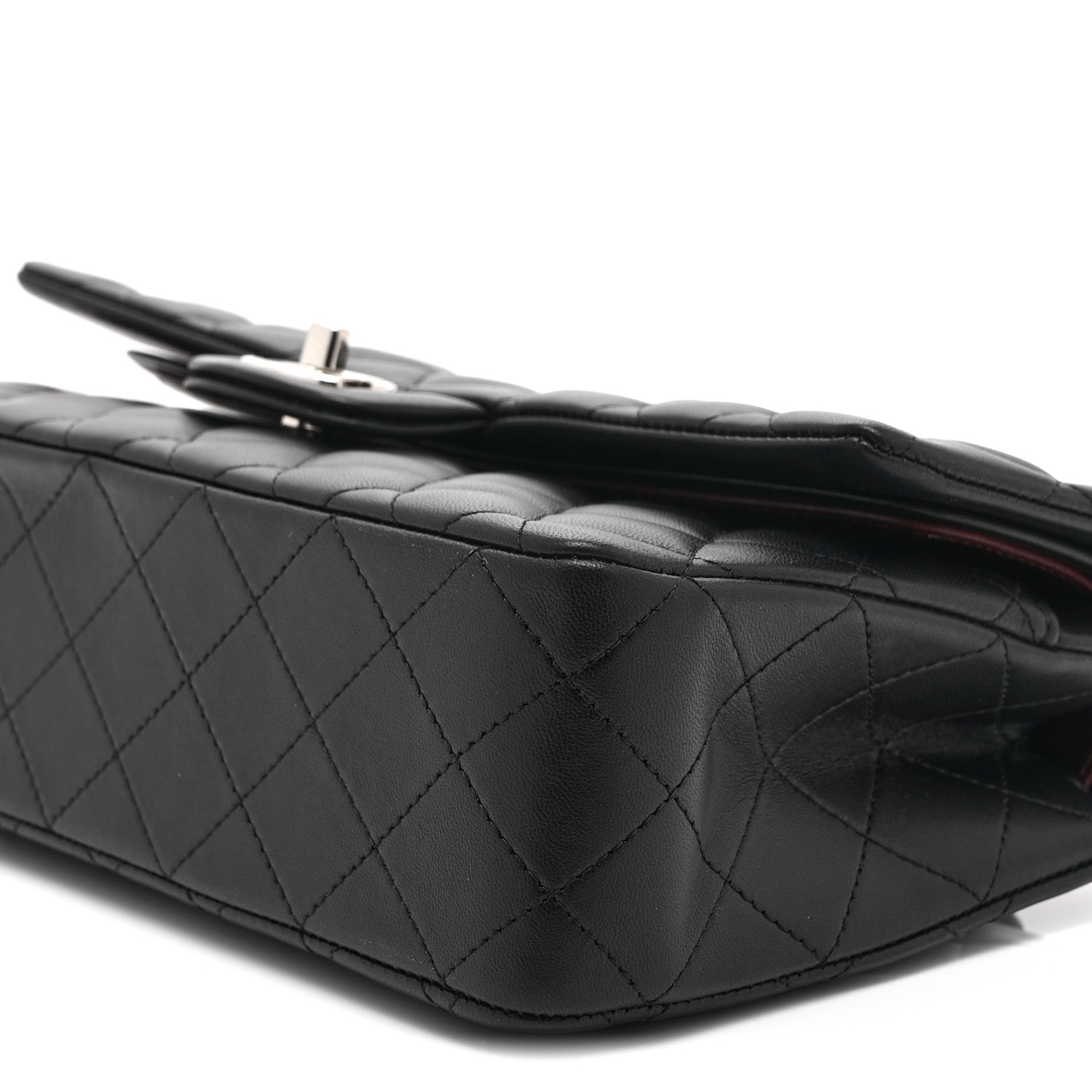 Lambskin Quilted Medium Double Flap Black