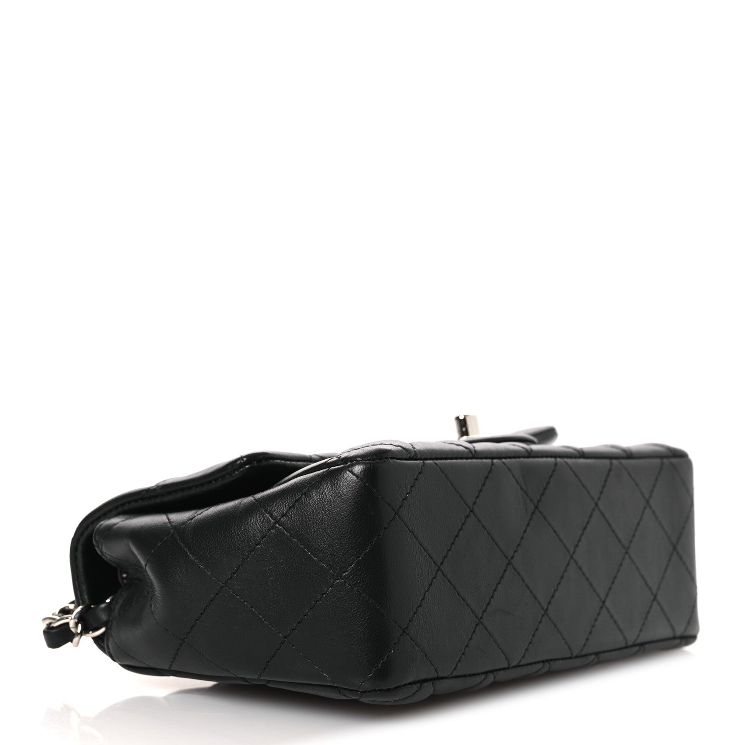 Lambskin Quilted Mini Rectangular Flap Black