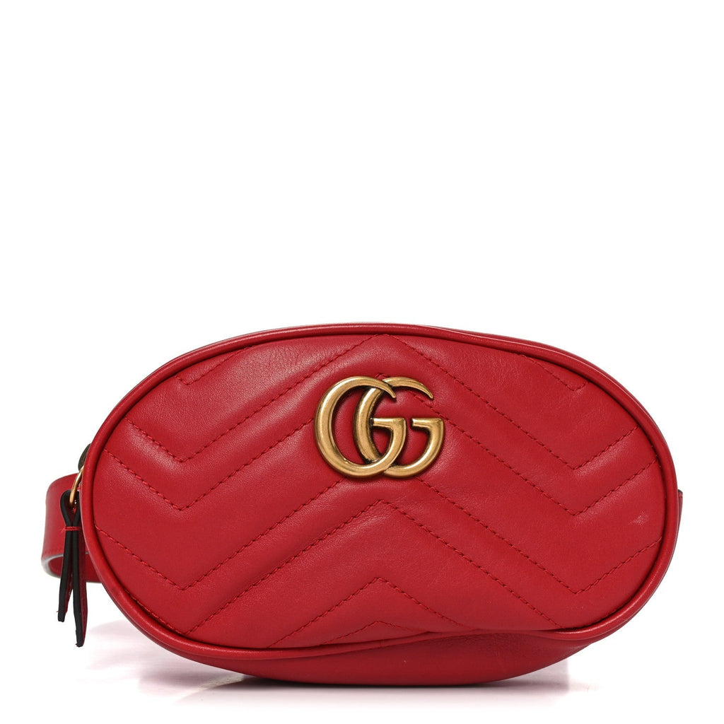 Calfskin Matelasse GG Marmont Belt Bag 105 42 Hibiscus Red