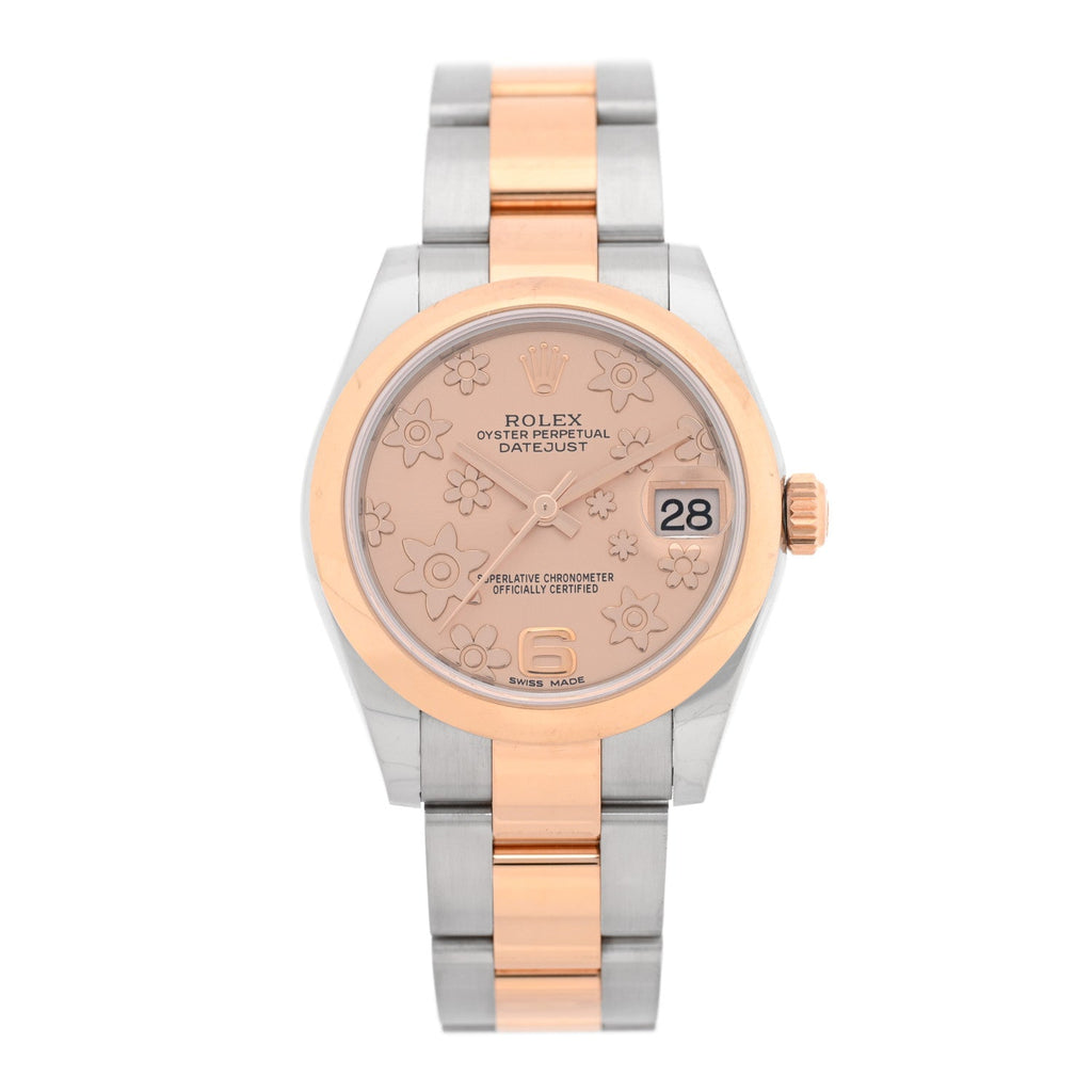 Stainless Steel 18K Everose 31mm Oyster Perpetual Datejust Watch Pink Floral 178241