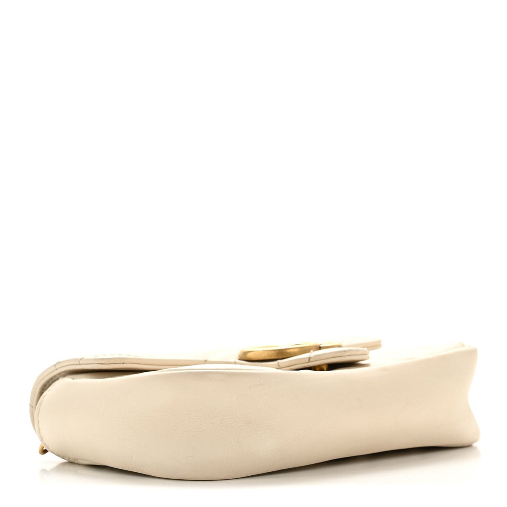 Calfskin Matelasse Super Mini GG Marmont Shoulder Bag White