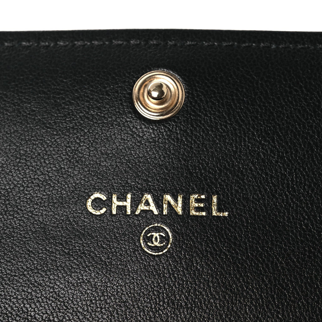 Lambskin Quilted Chanel 19 Flap Coin Purse With Chain Black
