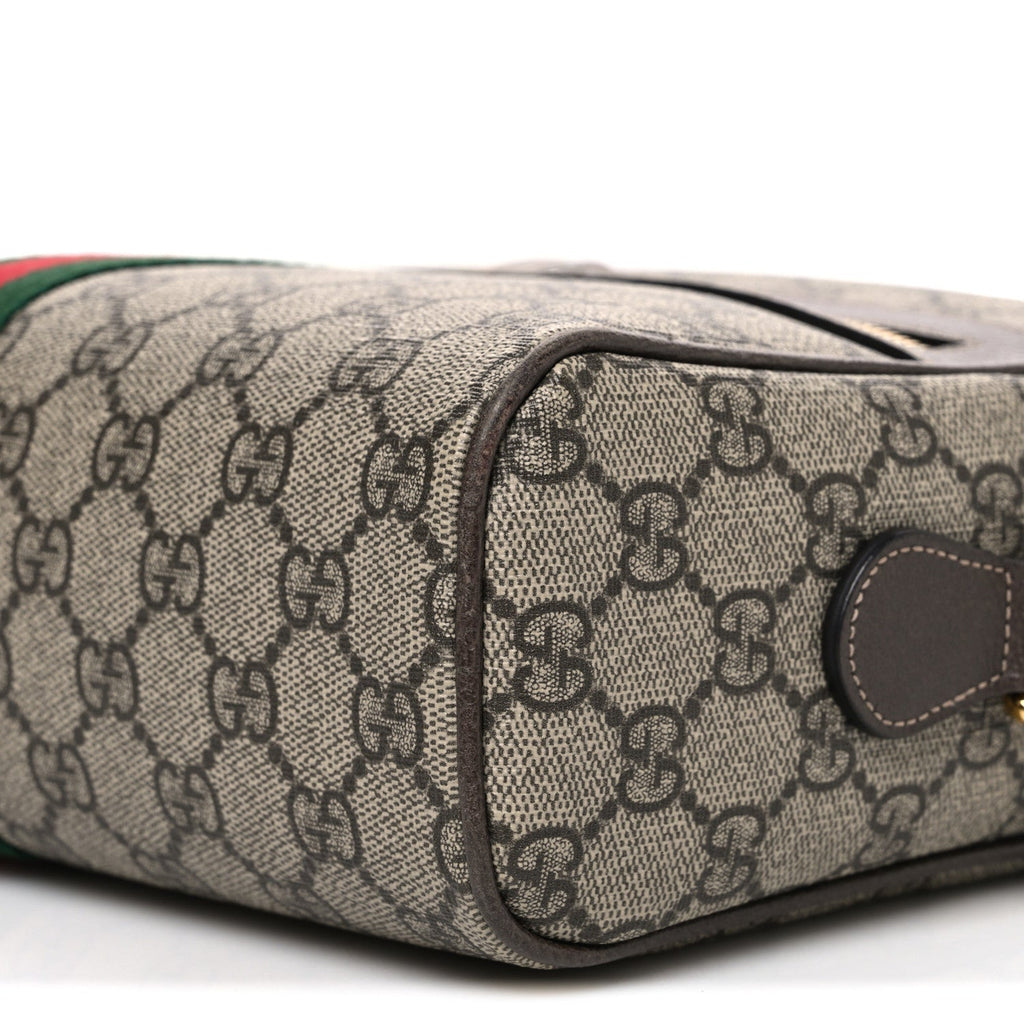 GG Supreme Monogram Web Small Ophidia Shoulder Bag Brown