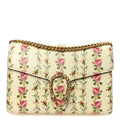 Calfskin Floral Print Mini Dionysus Chain Wallet Ivory Pink