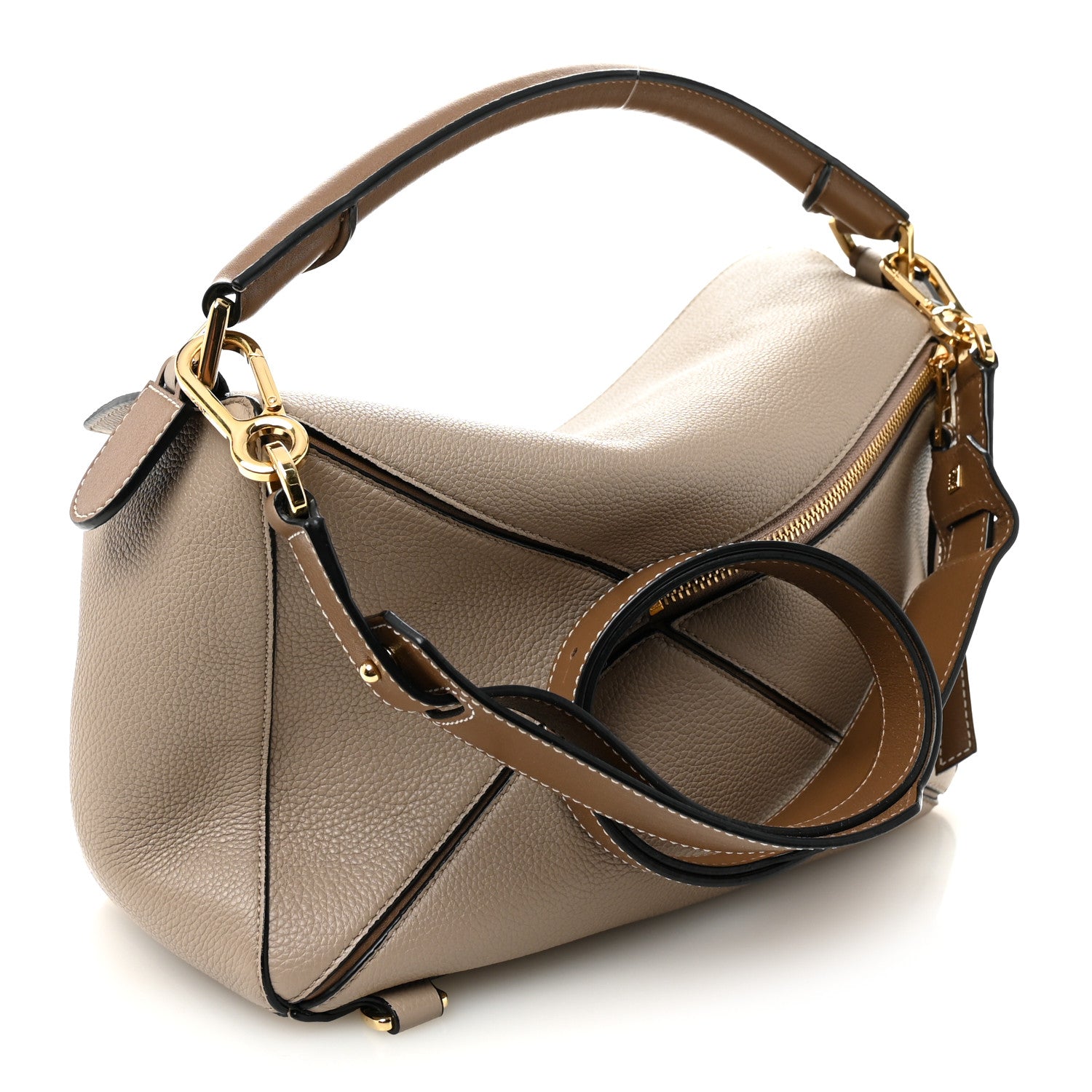 Grained Calfskin Medium Puzzle Bag Sand Mink
