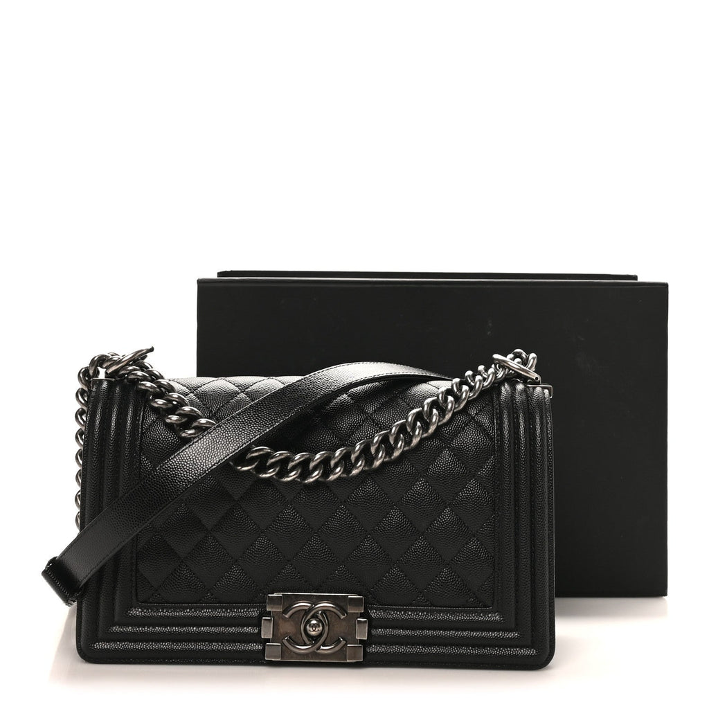Caviar Quilted Medium Boy Flap Black