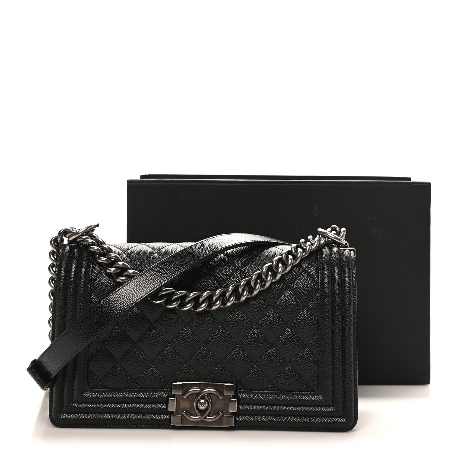 Caviar Quilted Medium Boy Flap Black