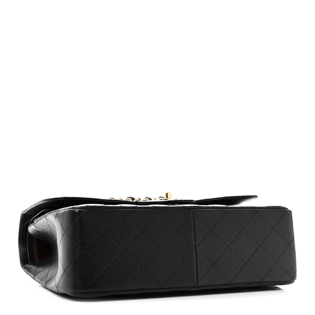 Caviar Quilted Jumbo Double Flap Black