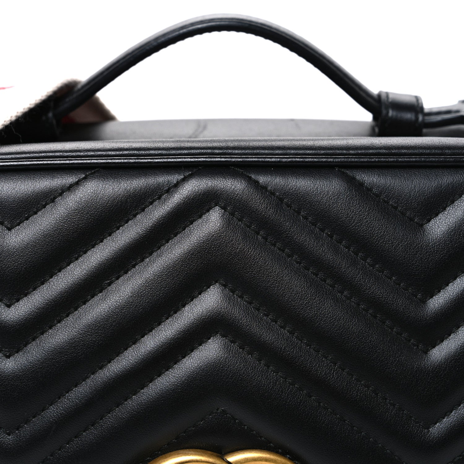 Calfskin Matelasse Sylvie Web Small GG Marmont Top Handle Shoulder Bag Black