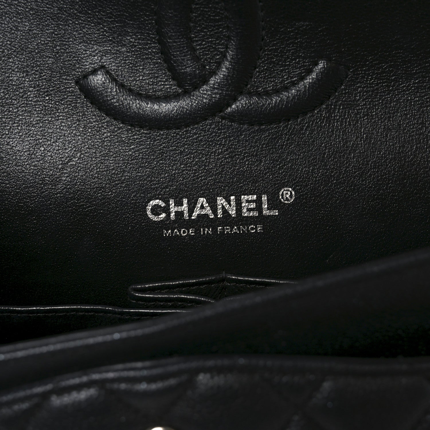 Iridescent Caviar Quilted Medium Double Flap Black