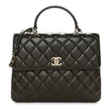 Lambskin Quilted Large Trendy CC Dual Handle Flap Bag Khaki
