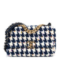 Tweed Quilted Medium Chanel 19 Flap Ecru Navy Blue Multicolor
