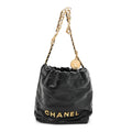 Shiny Calfskin Quilted Pearl CC Chain Mini Chanel 22 Black