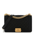Caviar Quilted Medium Boy Flap Black