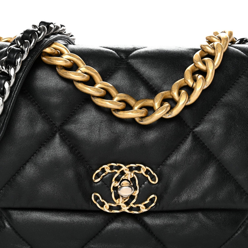 Goatskin Quilted Large Chanel 19 Flap Black