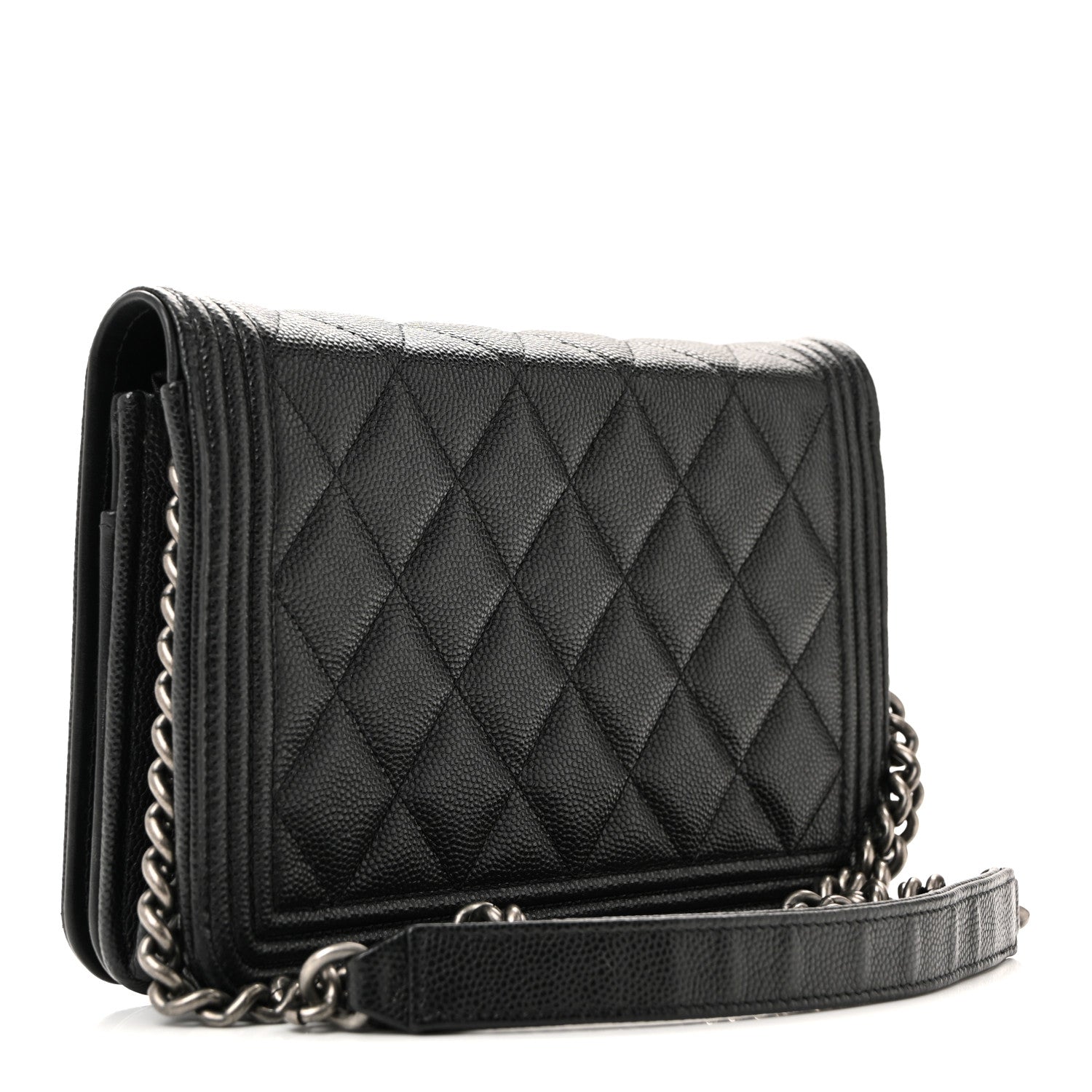 Caviar Quilted Boy Wallet On Chain WOC Black