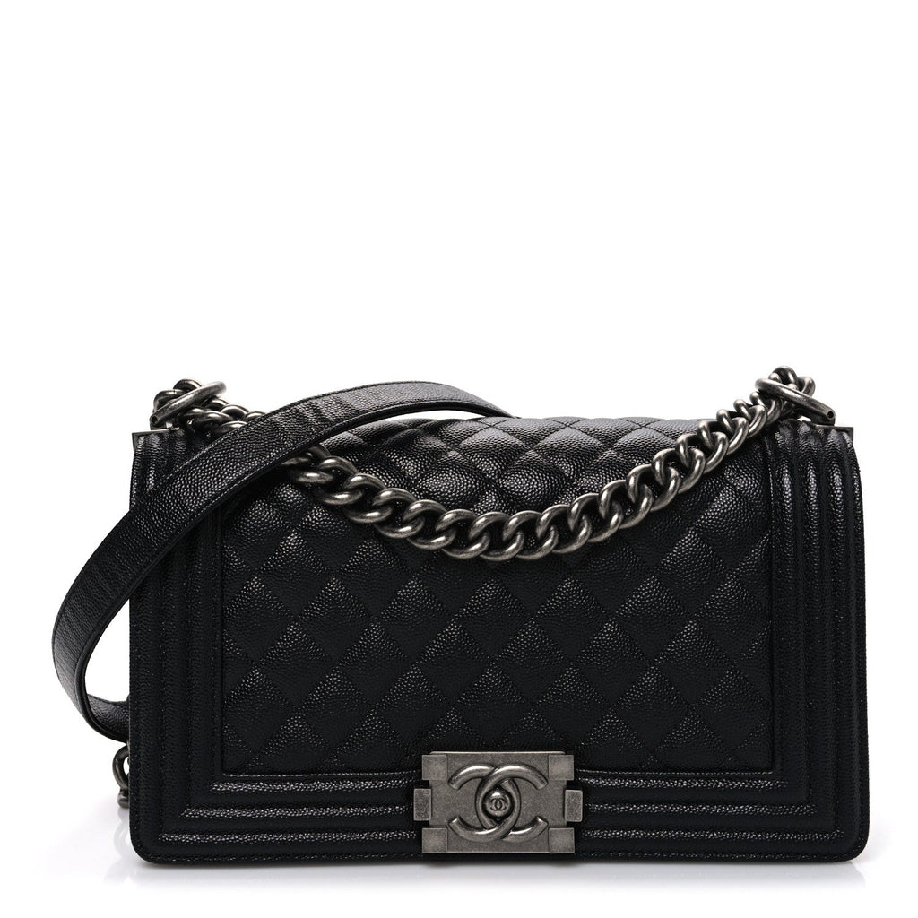 Caviar Quilted Medium Boy Flap Black