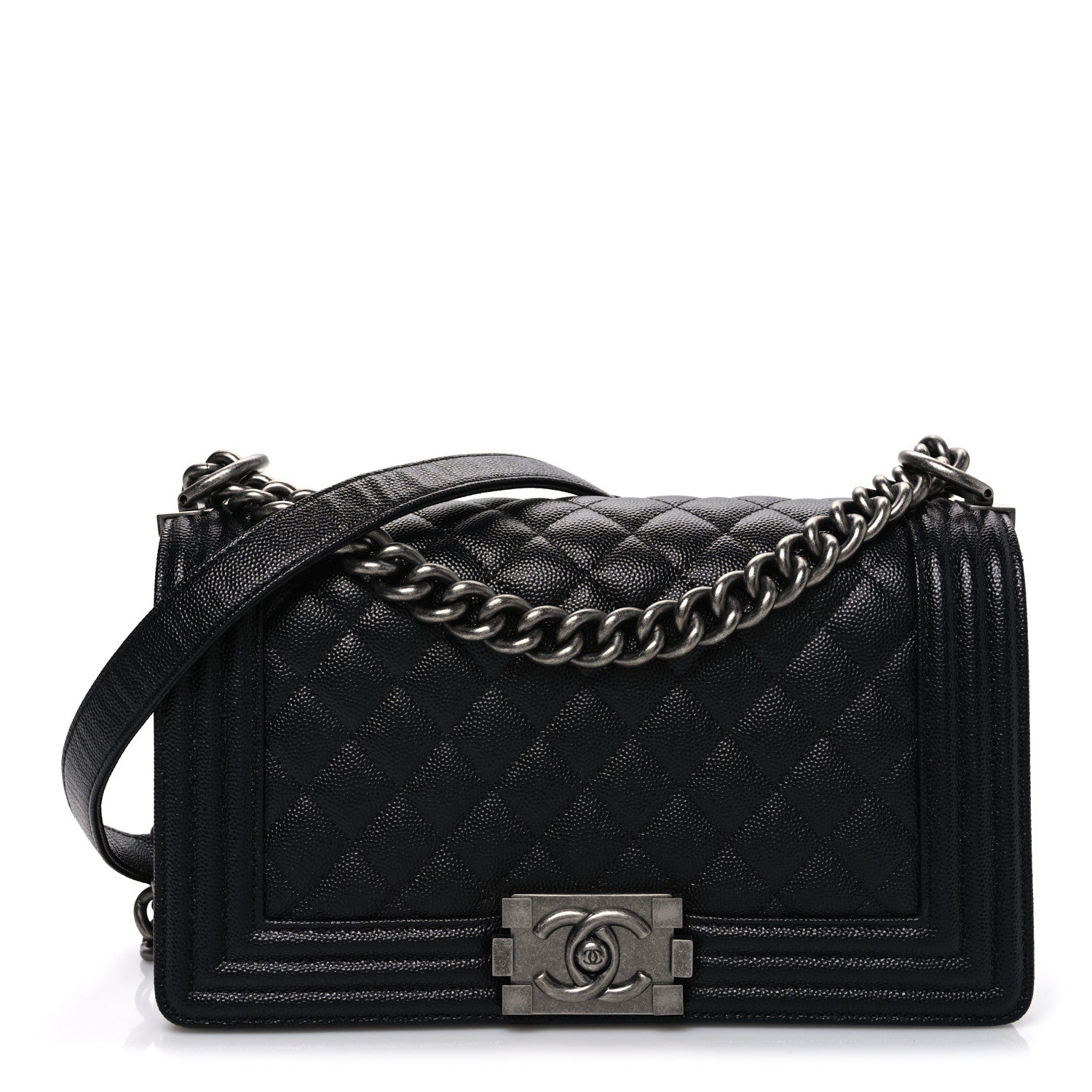 Caviar Quilted Medium Boy Flap Black