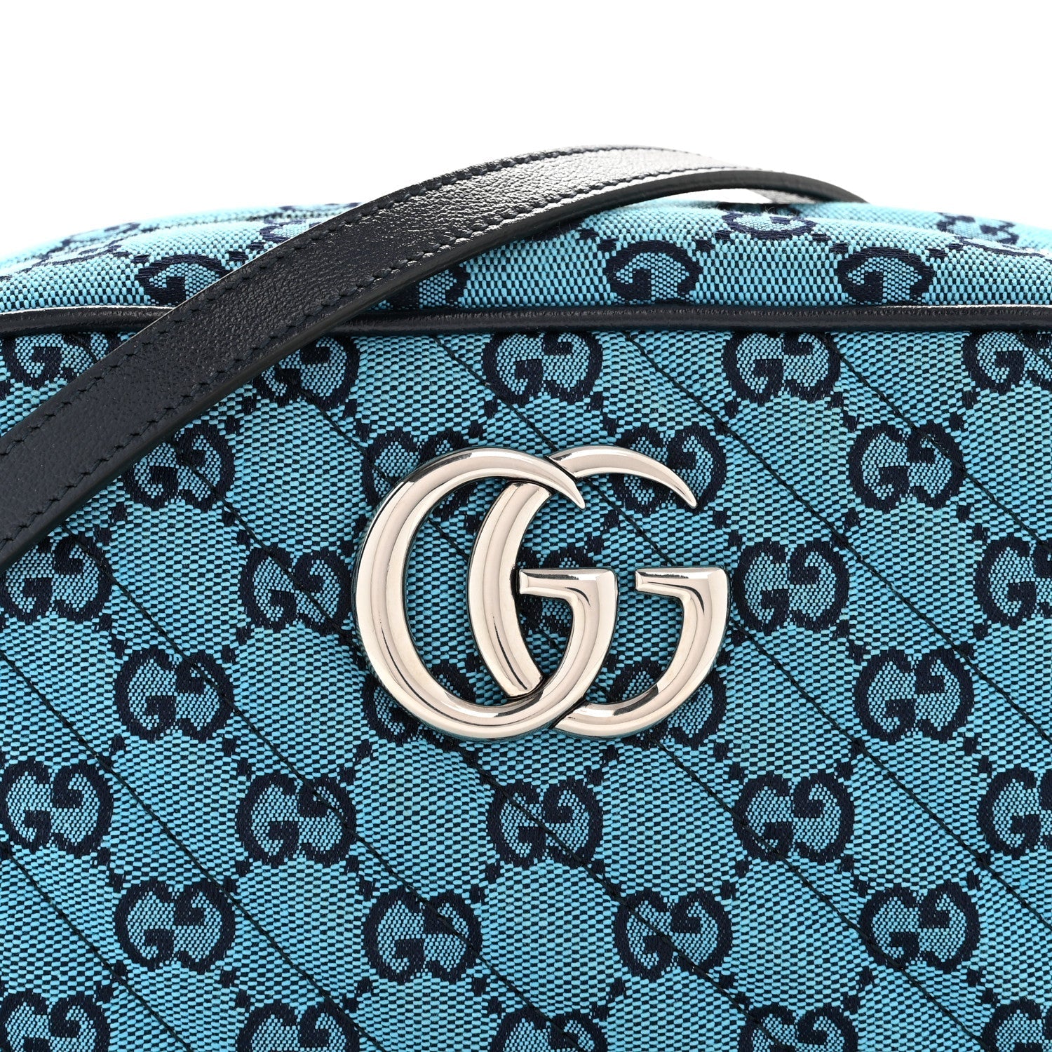 Monogram Multicolor Matelasse Diagonal Small GG Marmont Chain Shoulder Bag Light Blue