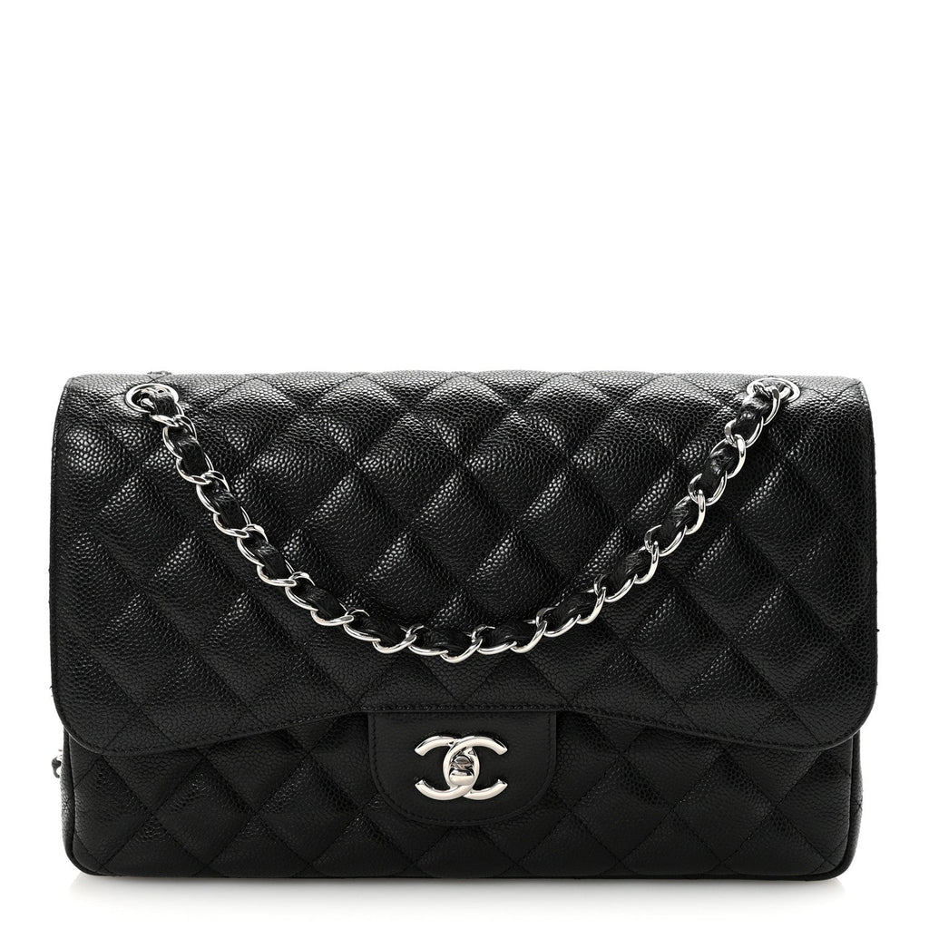 Caviar Quilted Jumbo Double Flap Black