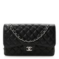Caviar Quilted Jumbo Double Flap Black
