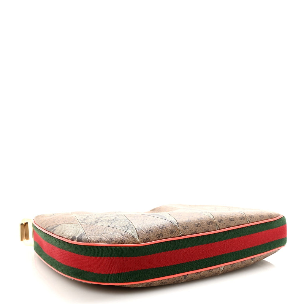 GG Supreme Monogram Mix Monogram Web Patchwork Large Attache Shoulder Bag Beige Multicolor