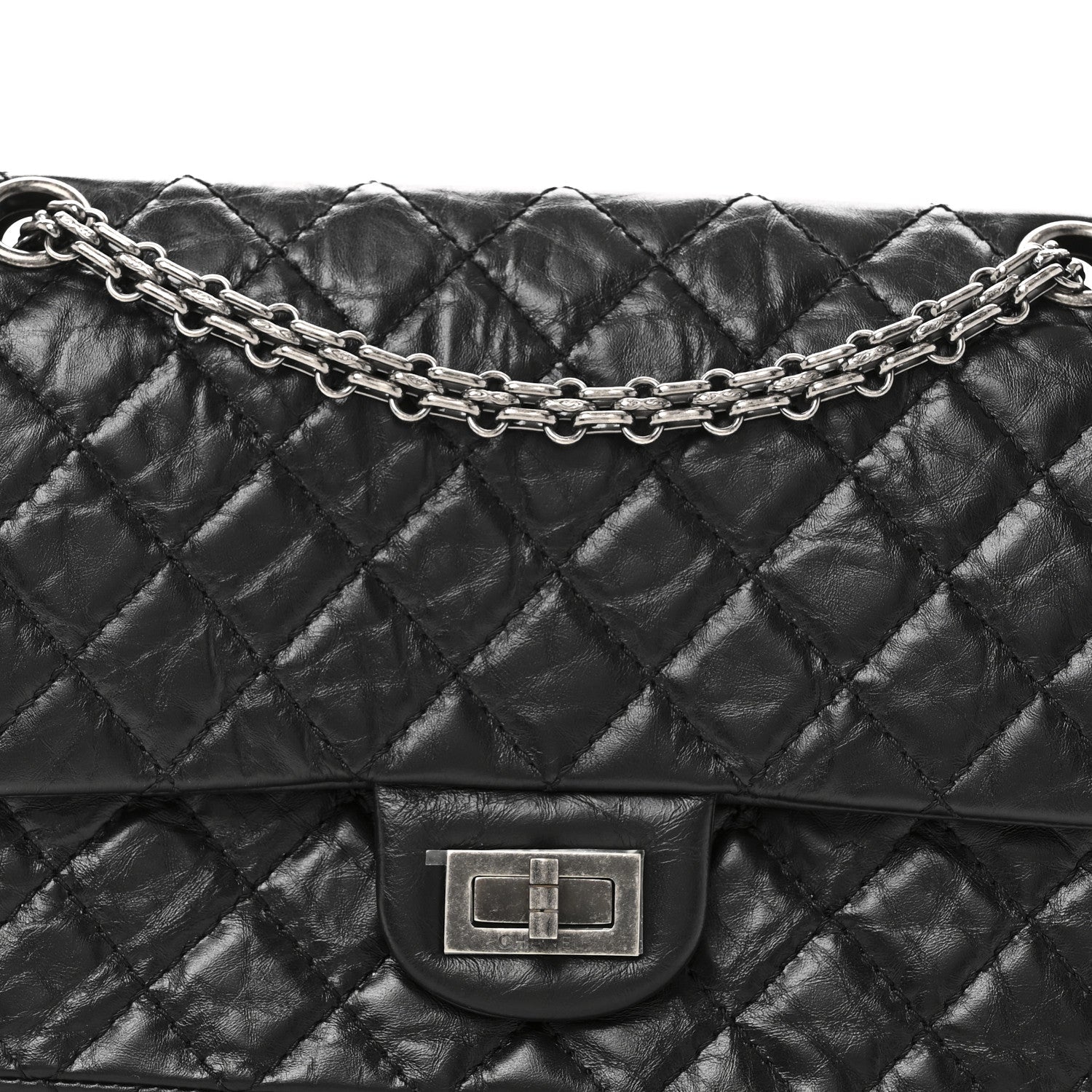 Aged Calfskin Quilted 2.55 Reissue 225 Flap Black