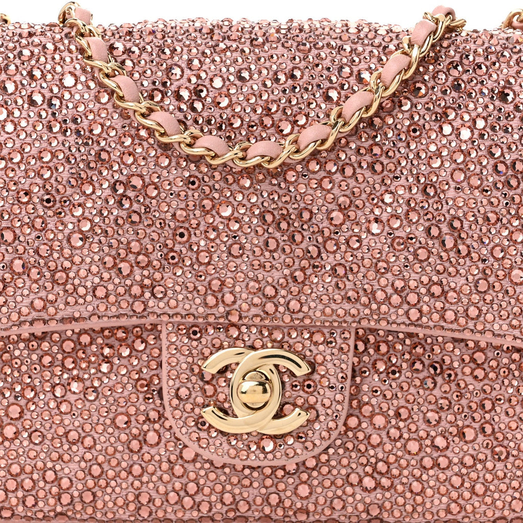 Lambskin Crystal Diamante Small Flap Light Pink